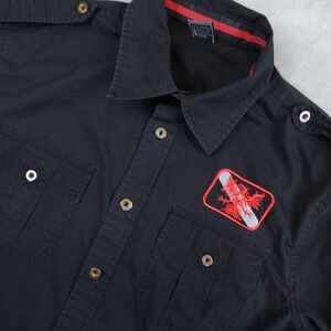 Vintage Avirex Shirt Mens Large Long Sleeve Black Patch Button Up